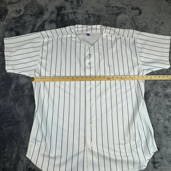 Russell Athletic Baseball Jersey Mens 2XL 52 Pinstripe Made USA Button Up Shirt - Picture 4 of 7
